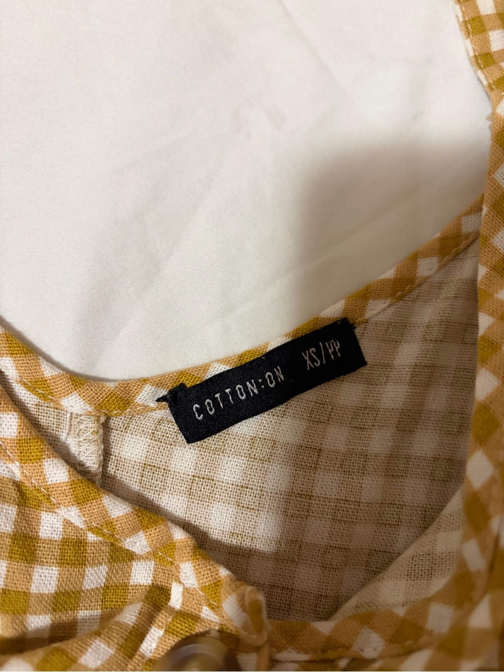 Cotton On Mustard Yellow Gingham Button-Up Top - Picture 3 of 3